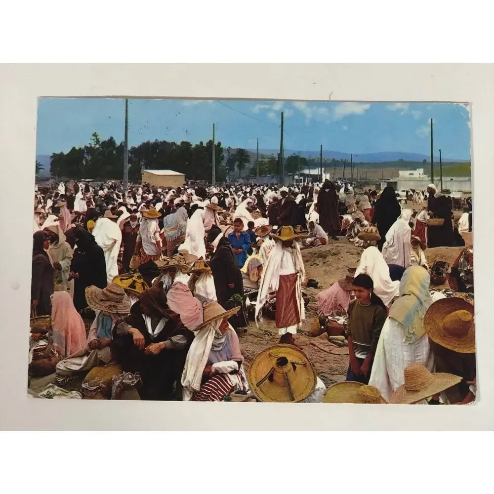 Tangier Morocco Postcard - Typical Market - 1970s - Full Color Stamped